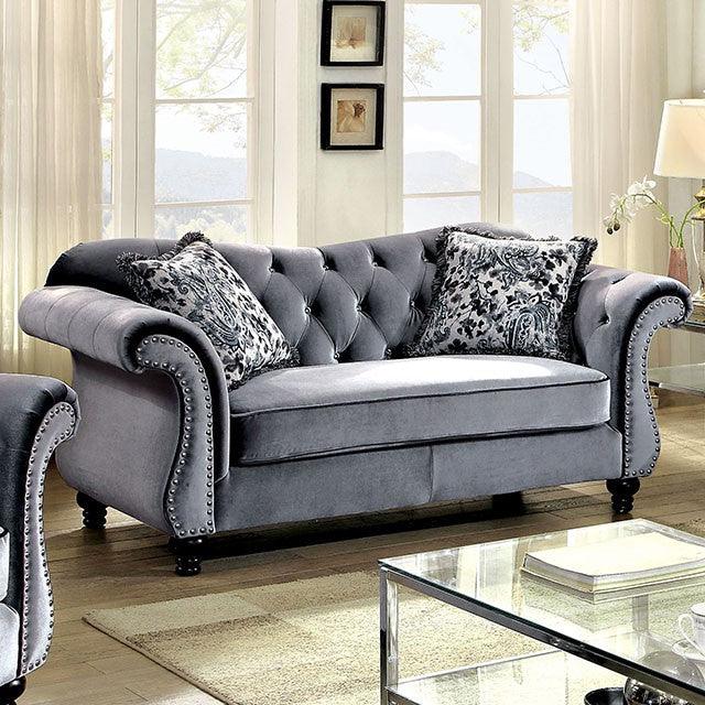 Jolanda CM6159GY-LV Gray Glam Love Seat By Furniture Of America - sofafair.com