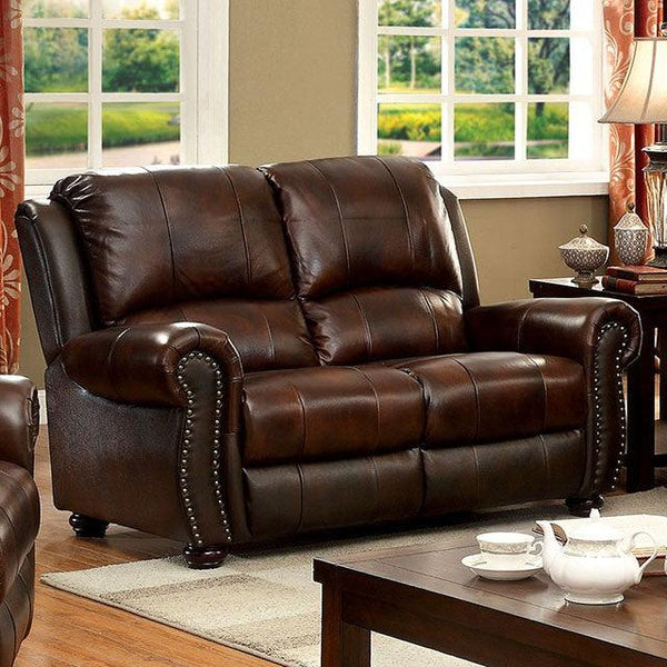 Turton CM6191-LV Brown Traditional Love Seat By Furniture Of America - sofafair.com