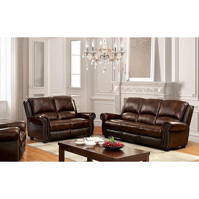 Turton CM6191-LV Brown Traditional Love Seat By Furniture Of America - sofafair.com