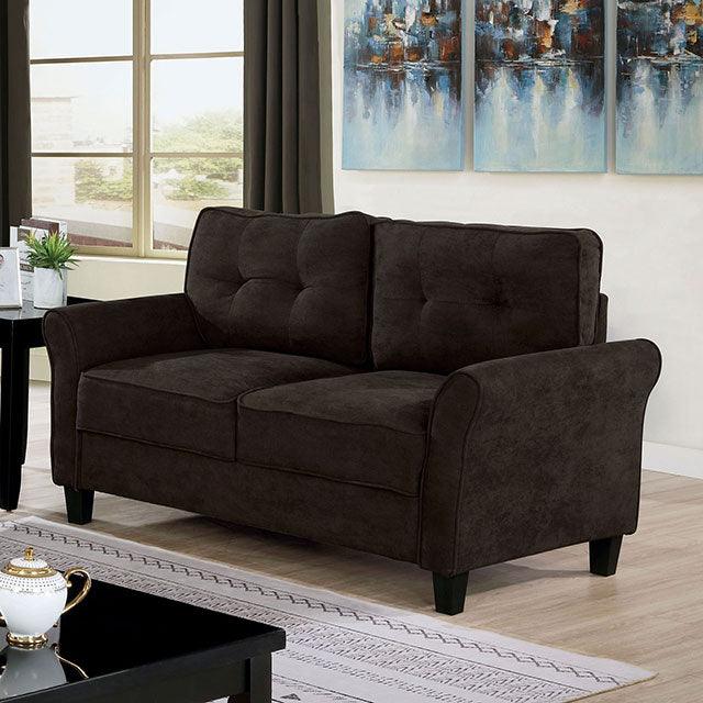 Alissa CM6213BR-LV Brown Transitional Loveseat By Furniture Of America - sofafair.com