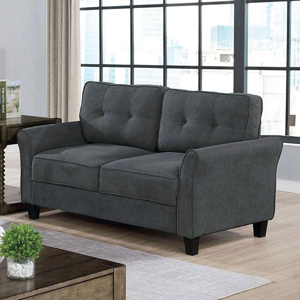 Alissa CM6213GY-LV Gray Transitional Loveseat By Furniture Of America - sofafair.com