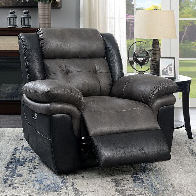 Brookdale CM6217GY-CH Gray/Black Transitional Power Recliner By Furniture Of America - sofafair.com