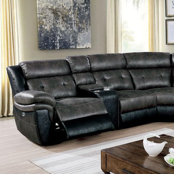 Brooklane CM6218GY Gray/Black Transitional Power Sectional By Furniture Of America - sofafair.com