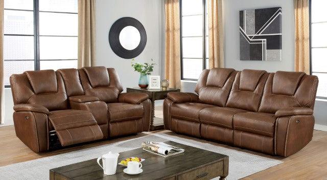 Ffion CM6219BR-LV Brown Transitional Loveseat By Furniture Of America - sofafair.com