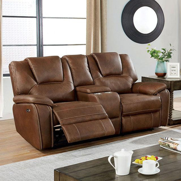 Ffion CM6219BR-LV Brown Transitional Loveseat By Furniture Of America - sofafair.com