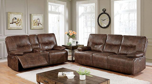 Chantoise CM6228BR-LV Brown Transitional Power Loveseat By Furniture Of America - sofafair.com