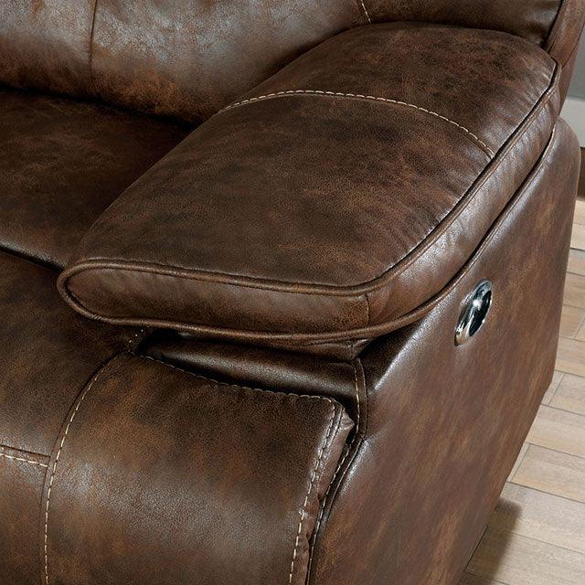 Chantoise CM6228BR-LV Brown Transitional Power Loveseat By Furniture Of America - sofafair.com