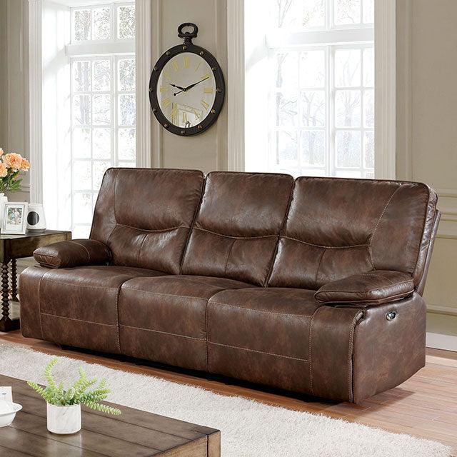 Chantoise CM6228BR-SF Brown Transitional Power Sofa By Furniture Of America - sofafair.com