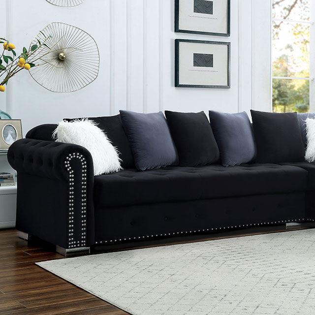 Wilmington CM6239BK Black Glam Sectional By Furniture Of America - sofafair.com
