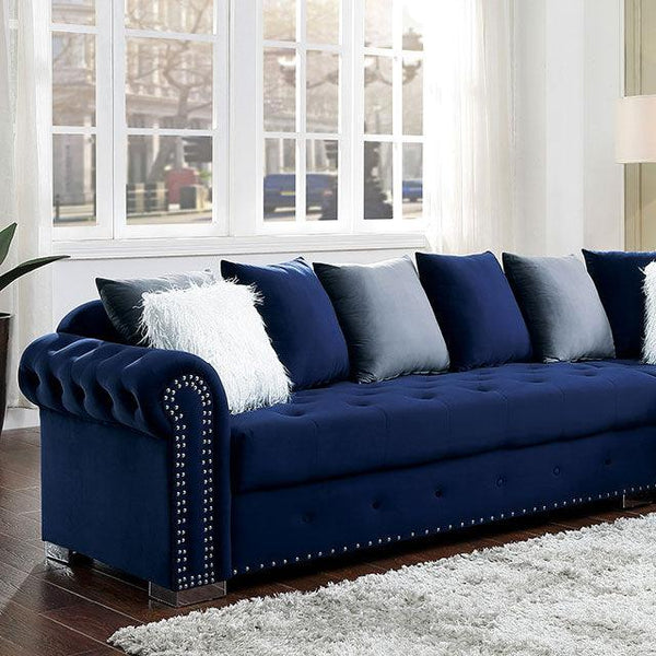 Wilmington CM6239BL Blue Glam Sectional By Furniture Of America - sofafair.com
