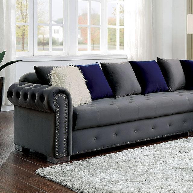 Wilmington CM6239GY Gray Glam Sectional By Furniture Of America - sofafair.com
