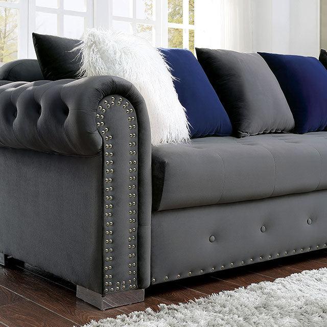 Wilmington CM6239GY Gray Glam Sectional By Furniture Of America - sofafair.com