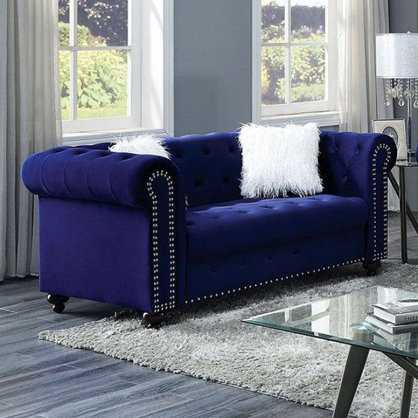 Giacomo CM6240BL-LV Blue Glam Loveseat By furniture of america - sofafair.com