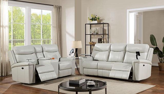 Florine CM6252LG-CH-PM Light Gray Transitional Power Recliner By Furniture Of America - sofafair.com