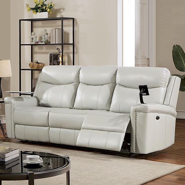 Florine CM6252LG-SF-PM Light Gray Transitional Power Sofa By Furniture Of America - sofafair.com