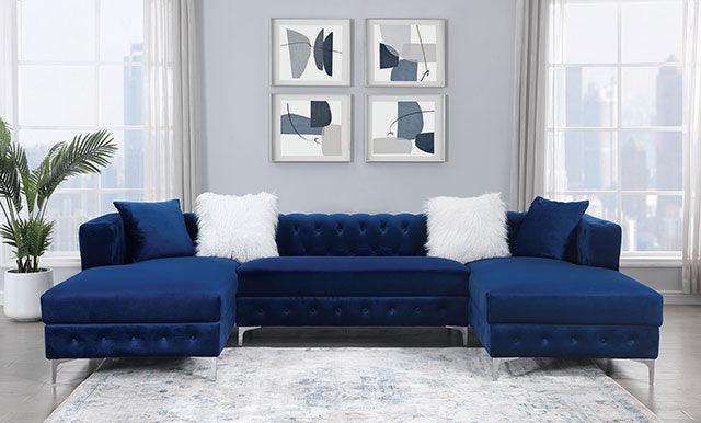 Ciabattoni CM6256NV Navy Transitional Sectional By Furniture Of America - sofafair.com