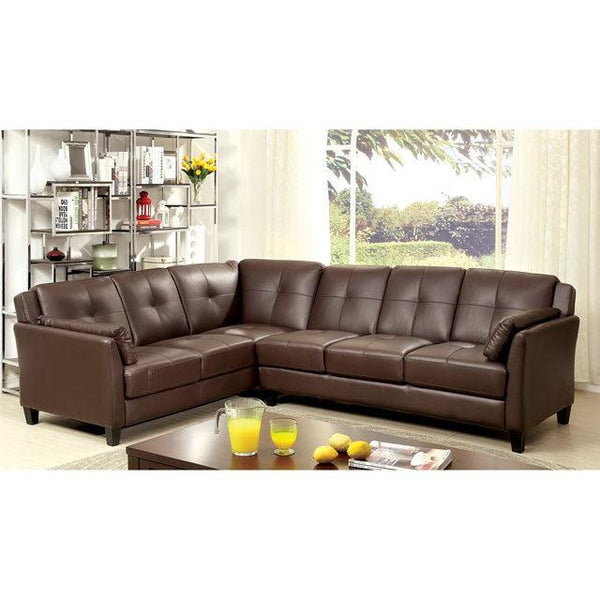Peever CM6268BR-SET Brown Contemporary Sectional By Furniture Of America - sofafair.com