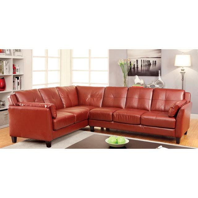 Peever CM6268RD-SET Mahogany Red Contemporary Sectional By Furniture Of America - sofafair.com