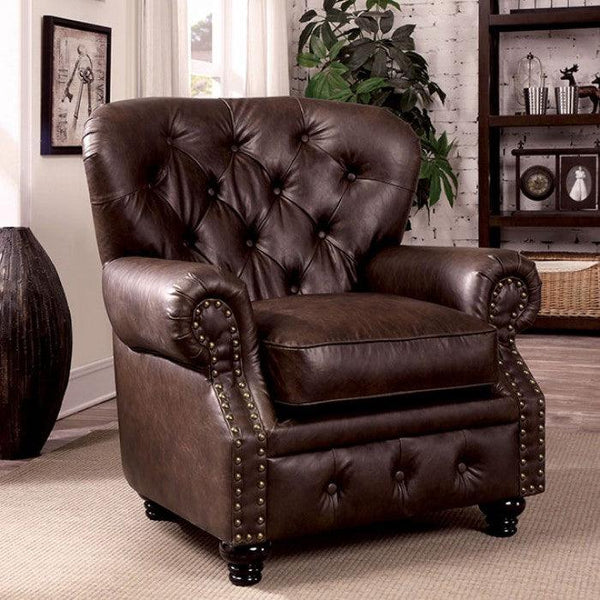 Stanford CM6269BR-CH Brown Transitional Chair By furniture of america - sofafair.com