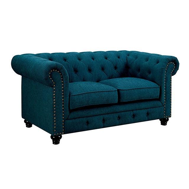 Stanford CM6269TL-LV Dark Teal Transitional Love Seat By Furniture Of America - sofafair.com