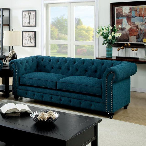 Stanford CM6269TL-SF Dark Teal Transitional Sofa By Furniture Of America - sofafair.com