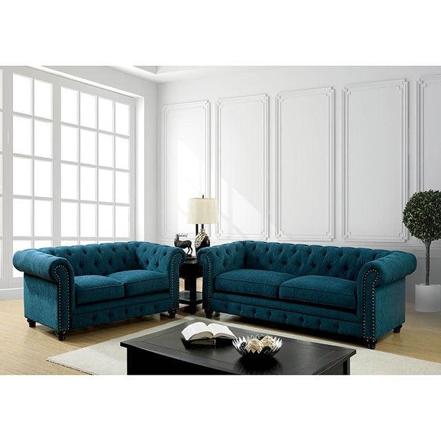 Stanford CM6269TL-SF Dark Teal Transitional Sofa By Furniture Of America - sofafair.com