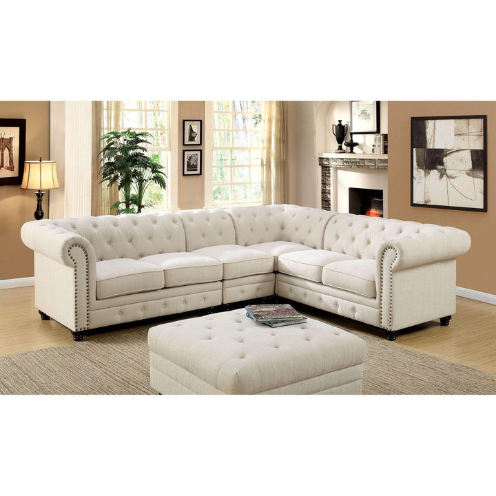 Stanford CM6270IV-CH Ivory Traditional Armless Chair By Furniture Of America - sofafair.com