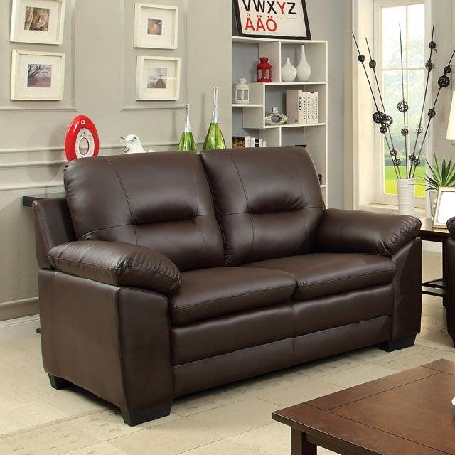 Parma CM6324BR-LV Brown Contemporary Love Seat By Furniture Of America - sofafair.com