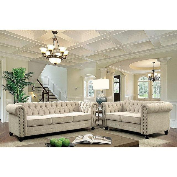 Winifred CM6342IV-LV Ivory Transitional Love Seat By Furniture Of America - sofafair.com
