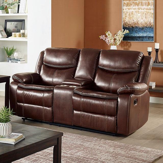 Jeanna CM6343-LV Brown Transitional Love Seat By Furniture Of America - sofafair.com