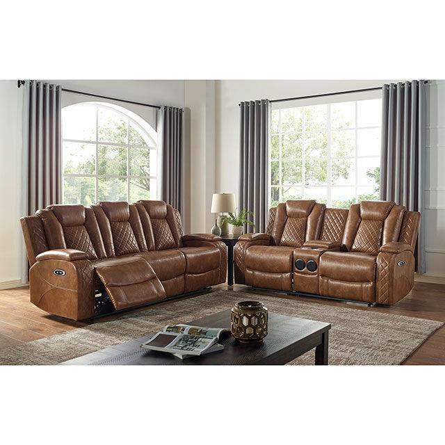 Alexia CM6346-SF Brown Transitional Power Sofa By Furniture Of America - sofafair.com