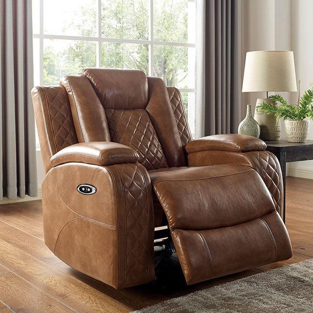 Alexia CM6346-CH Brown Transitional Power Recliner By Furniture Of America - sofafair.com