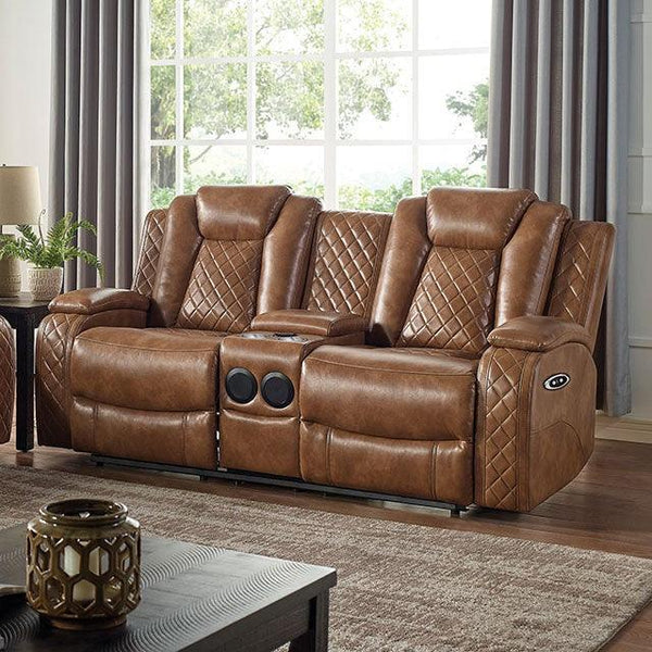 Alexia CM6346-LV Brown Transitional Power Love Seat By Furniture Of America - sofafair.com
