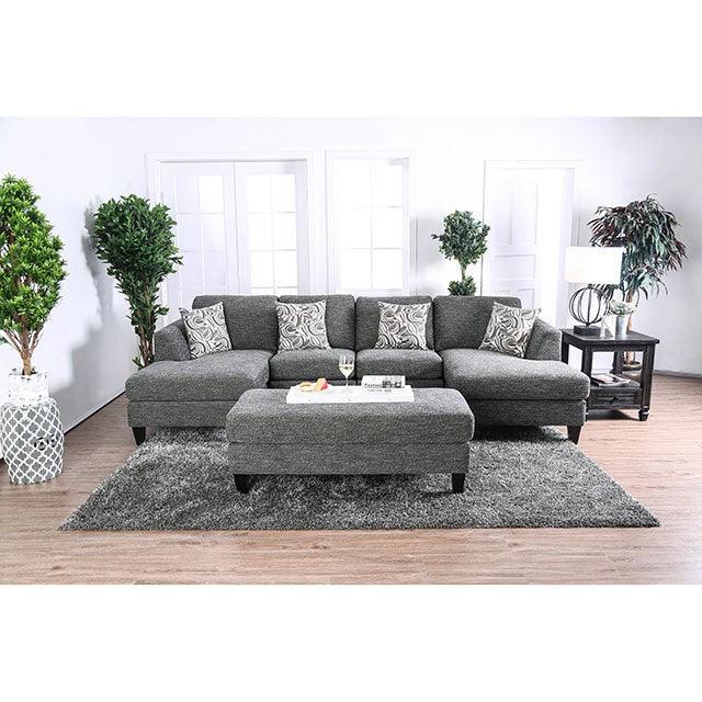 Lowry CM6363 Gray Transitional Sectional w/ Ottoman By Furniture Of America - sofafair.com