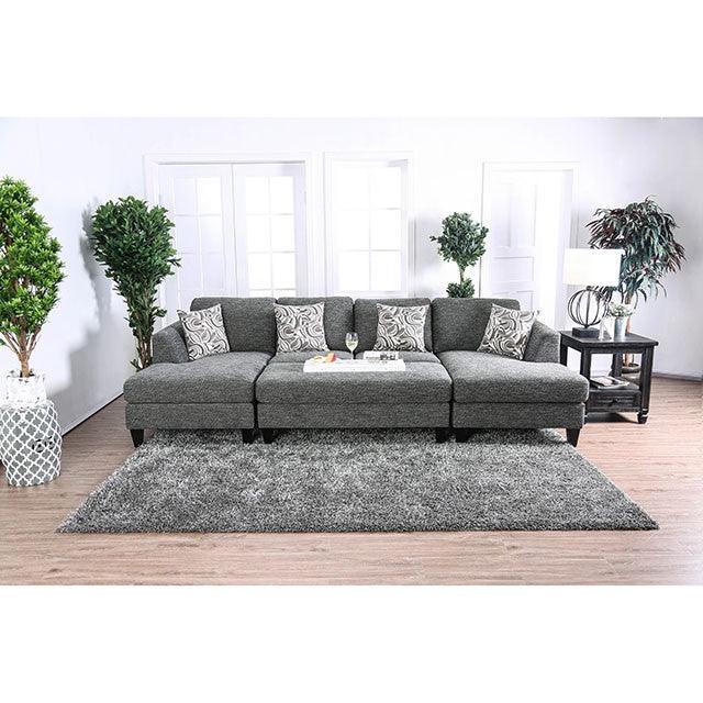 Lowry CM6363 Gray Transitional Sectional w/ Ottoman By Furniture Of America - sofafair.com