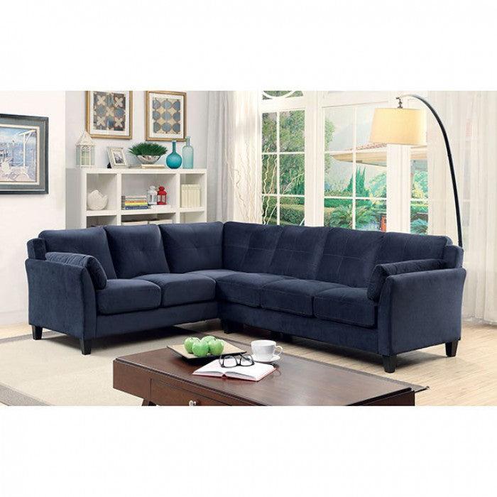 Peever CM6368NV Navy Contemporary Sectional By furniture of america - sofafair.com
