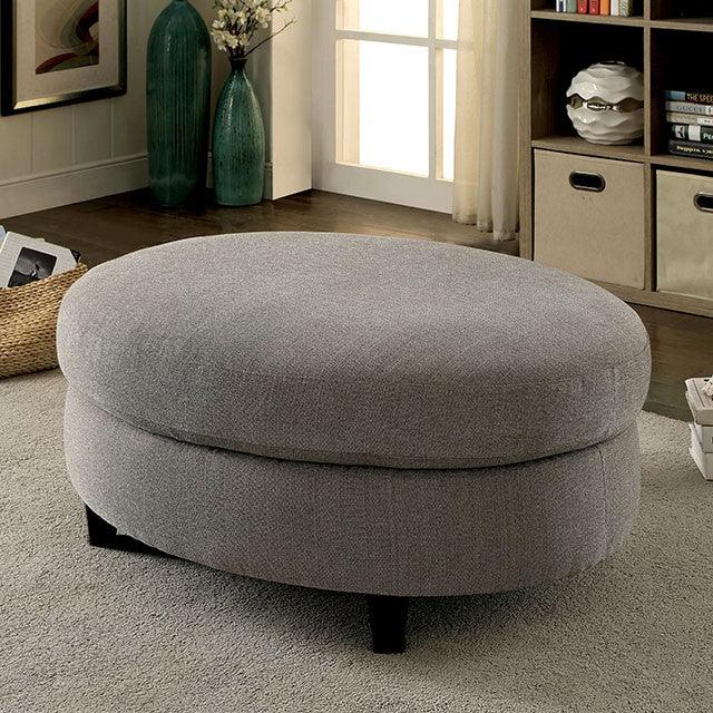 Sarin CM6370-OT Warm Gray Transitional Ottoman By Furniture Of America - sofafair.com