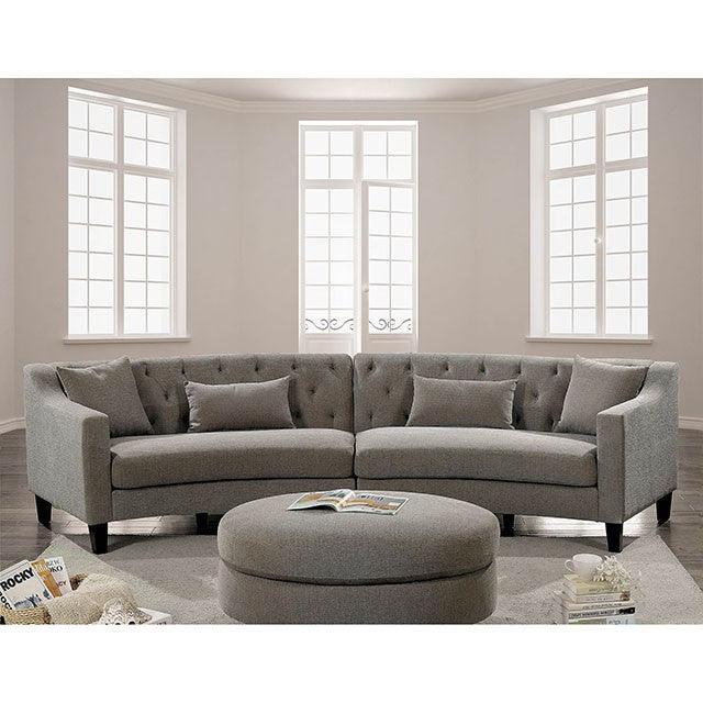 Sarin CM6370-OT Warm Gray Transitional Ottoman By Furniture Of America - sofafair.com