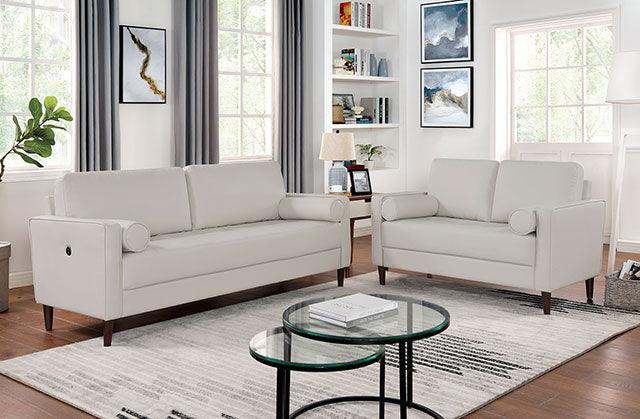 Horgen CM6452WH-SF Off-White Mid-century Modern Sofa By Furniture Of America - sofafair.com
