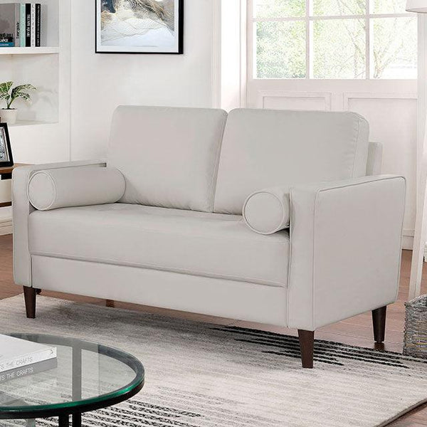 Horgen CM6452WH-LV Off-White Mid-century Modern Loveseat By Furniture Of America - sofafair.com
