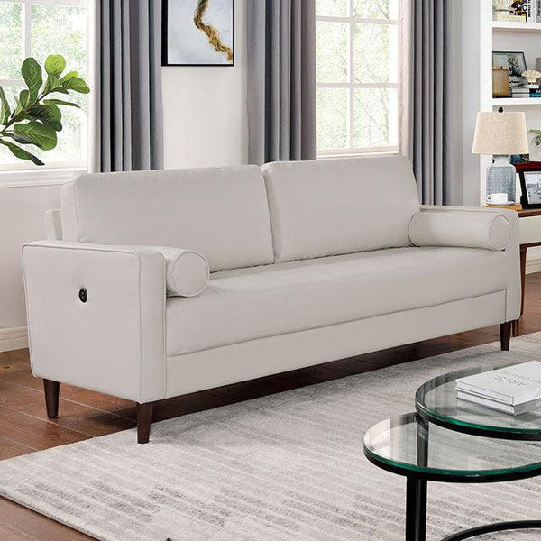 Horgen CM6452WH-SF Off-White Mid-century Modern Sofa By Furniture Of America - sofafair.com