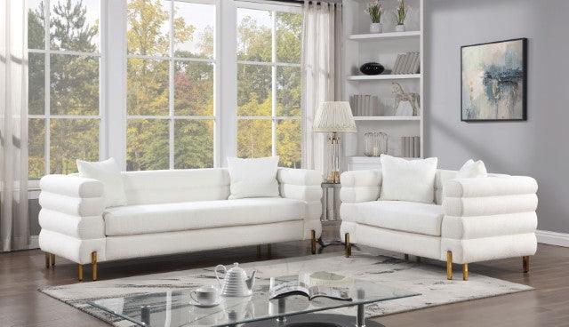 Landovery CM6454WH-SF White/Gold Contemporary Sofa By Furniture Of America - sofafair.com