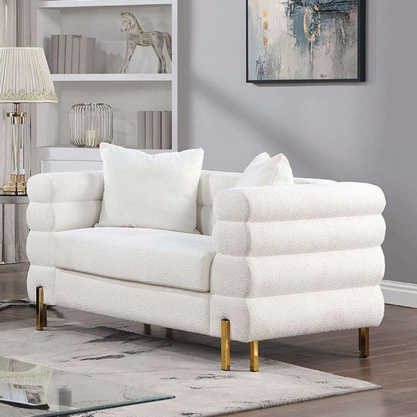 Landovery CM6454WH-LV White/Gold Contemporary Loveseat By Furniture Of America - sofafair.com
