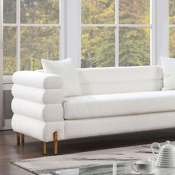 Landovery CM6454WH-SF White/Gold Contemporary Sofa By Furniture Of America - sofafair.com
