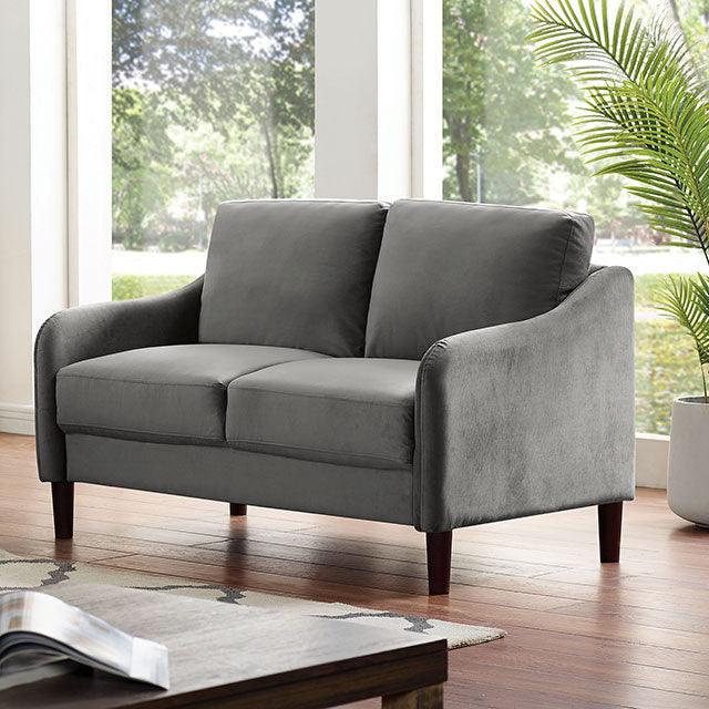 Kassel CM6496GY-LV Gray Contemporary Loveseat By Furniture Of America - sofafair.com