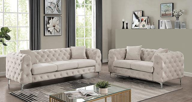 Sapphira CM6498BG-SF Beige Contemporary Sofa By Furniture Of America - sofafair.com