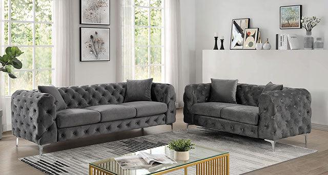 Sapphira CM6498DG-LV Dark Gray Contemporary Loveseat By Furniture Of America - sofafair.com