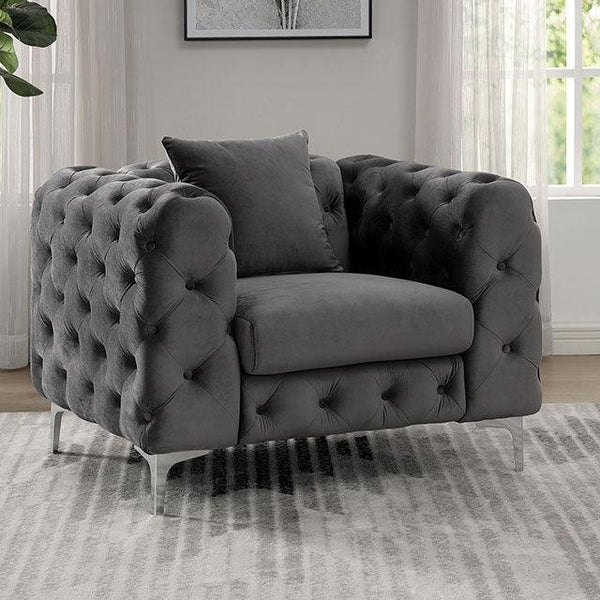 Sapphira CM6498DG-CH Dark Gray Contemporary Chair By Furniture Of America - sofafair.com