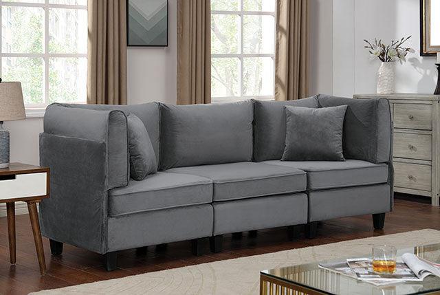 Sandrine CM6499-SF Gray Contemporary Sofa By Furniture Of America - sofafair.com