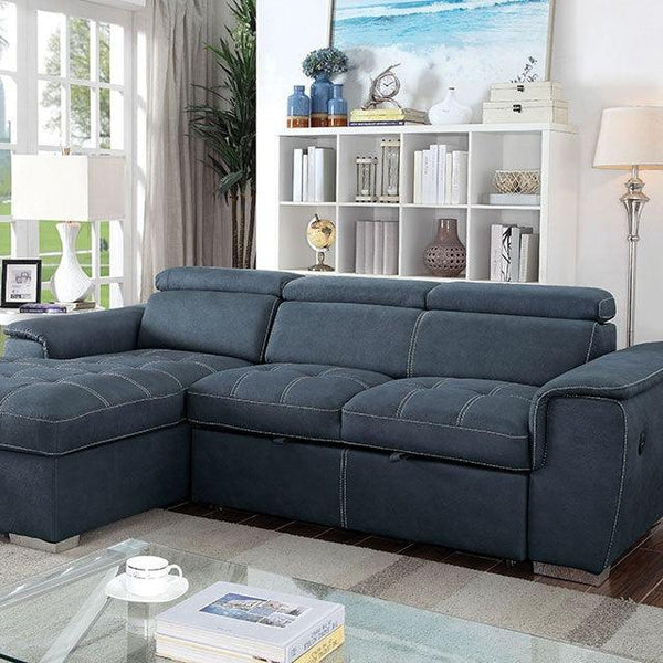 Patty CM6514BL Blue Gray Contemporary Sectional By Furniture Of America - sofafair.com